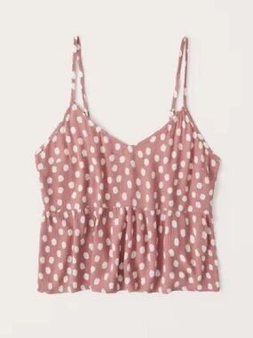 Spotted Mauve Pink Peplum Camisole Tank Top
